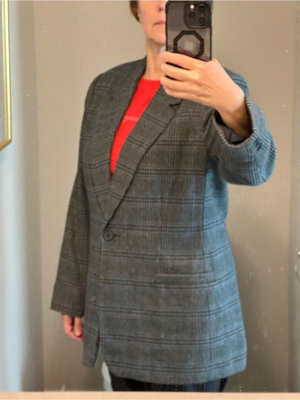 White Stag Women’s Gray Glen Plaid Blazer size 14 wool blend 70% wool 25% polyes - Picture 6 of 7